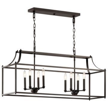 Morrigan Eight Light Linear Chandelier in Olde Bronze by Kichler