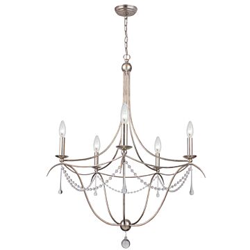 Metro Five Light Chandelier in Antique Silver by Crystorama