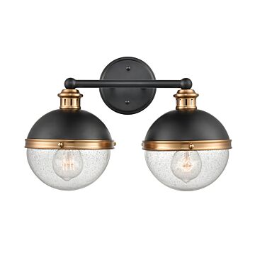 Ellmira Two Light Vanity in Matte Black  Aged Brass by Millennium