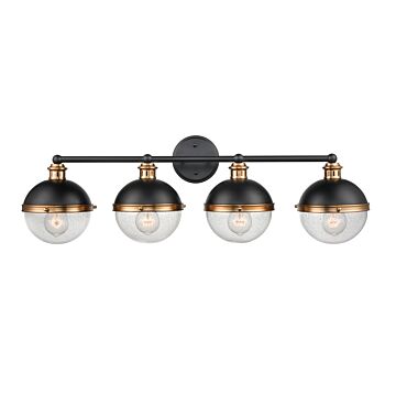 Ellmira Four Light Vanity in Matte Black  Aged Brass by Millennium