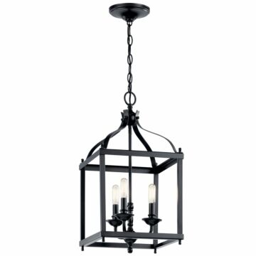 Larkin Three Light Foyer Pendant in Black by Kichler