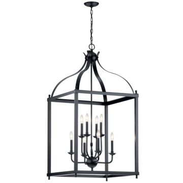 Larkin Eight Light Foyer Pendant in Black by Kichler