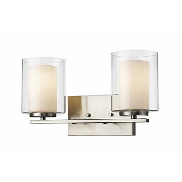 Z-Lite Willow 2-Light Bathroom Vanity Light In Brushed Nickel