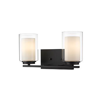 Z-Lite Willow 2-Light Bathroom Vanity Light In Matte Black