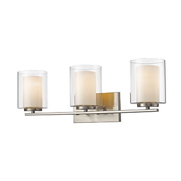 Z-Lite Willow 3-Light Bathroom Vanity Light In Brushed Nickel
