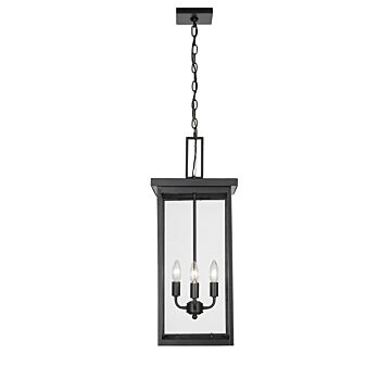 Barkeley Four Light Outdoor Hanging Lantern in Powder Coated Black by Millennium