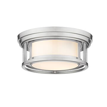 Z-Lite Willow 2-Light Flush Mount Ceiling Light In Brushed Nickel
