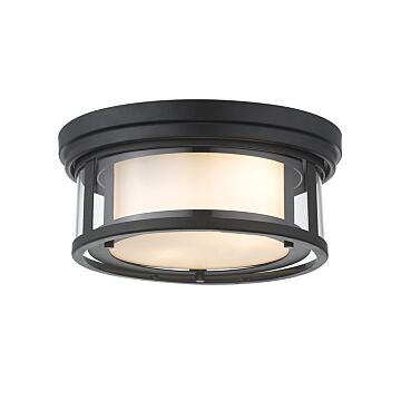Z-Lite Willow 2-Light Flush Mount Ceiling Light In Matte Black