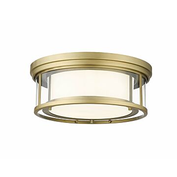 Z-Lite Willow 3-Light Flush Mount Ceiling Light In Olde Brass