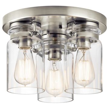 Brinley Three Light Flush Mount in Brushed Nickel by Kichler