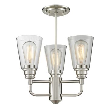 Z-Lite Annora 3-Light Semi Flush Mount Ceiling Light In Brushed Nickel