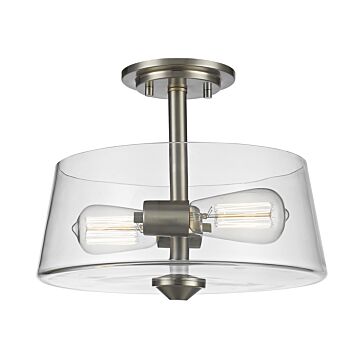 Z-Lite Annora 2-Light Semi Flush Mount Ceiling Light In Brushed Nickel