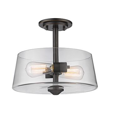 Z-Lite Annora 2-Light Semi Flush Mount Ceiling Light In Olde Bronze