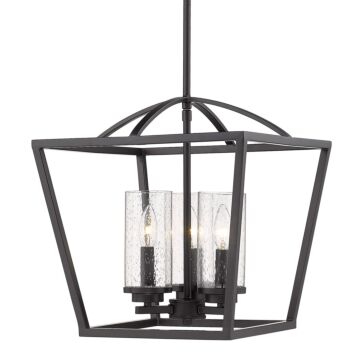 Mercer Three Light Pendant in Matte Black by Golden