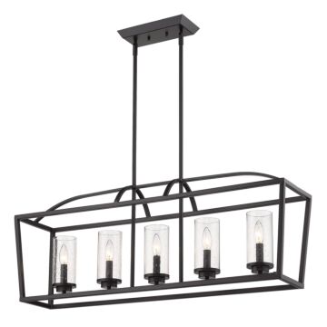 Mercer Five Light Linear Pendant in Matte Black by Golden