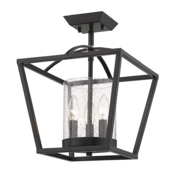 Mercer Three Light Semi Flush Mount in Matte Black by Golden