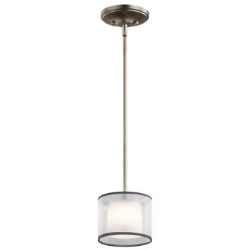 Kichler Tallie Satin Etched White Mini Pendant in Antique Pewter