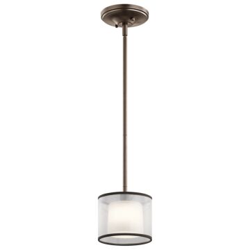 Kichler Tallie Satin Etched White Mini Pendant in Mission Bronze