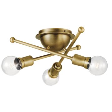 Armstrong Three Light Flush Mount in Natural Brass by Kichler