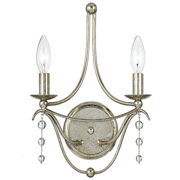 Metro Two Light Wall Sconce in Antique Silver by Crystorama