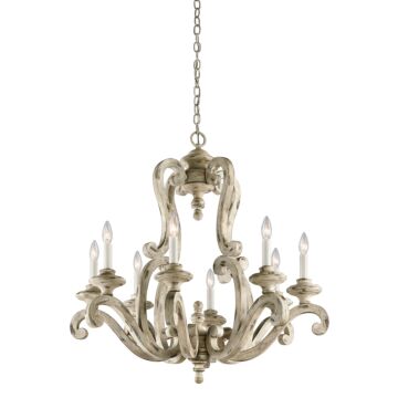 Hayman Bay Eight Light Chandelier in Distressed Antique White by Kichler