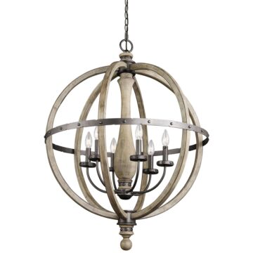 Evan Six Light Chandelier in Distressed Antique Gray by Kichler
