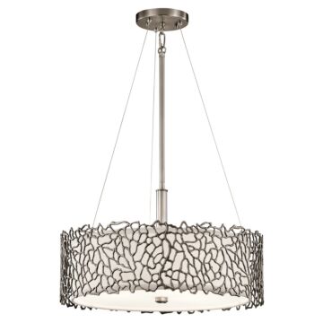 Silver Coral Three Light Pendant Semi Flush Mount in Classic Pewter by Kichler