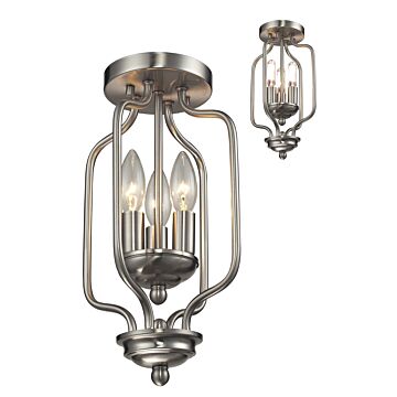 Z-Lite Cardinal 3-Light Flush Mount Ceiling Light In Brushed Nickel