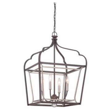 Astrapia Four Light Foyer Pendant in Dark Rubbed Sienna With Aged Silver by MinkaLavery