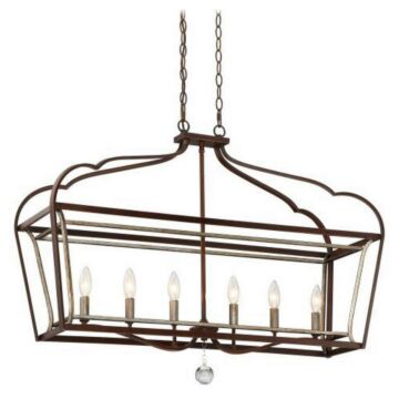 Astrapia Six Light Island Pendant in Dark Rubbed Sienna With Aged Silver by MinkaLavery