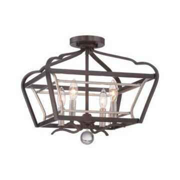 Astrapia Four Light Semi Flush Mount in Dark Rubbed Sienna With Aged Silver by MinkaLavery