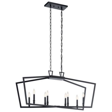 Abbotswell Eight Light Linear Chandelier in Black by Kichler