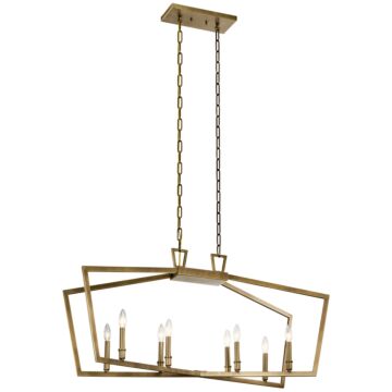 Abbotswell Eight Light Linear Chandelier in Natural Brass by Kichler