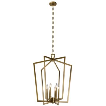 Abbotswell Six Light Foyer Pendant in Natural Brass by Kichler