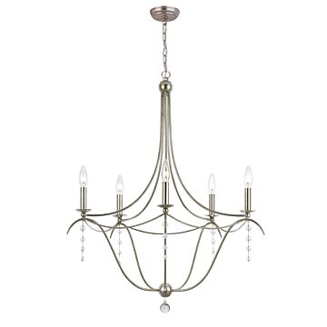 Metro Five Light Chandelier in Antique Silver by Crystorama