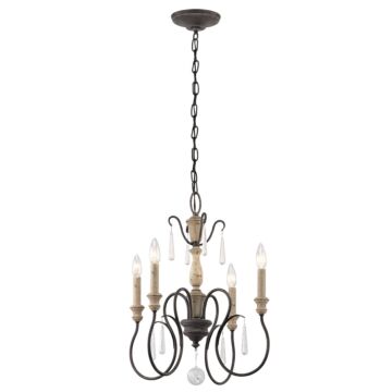 Kimblewick Four Light Chandelier in Weathered Zinc by Kichler