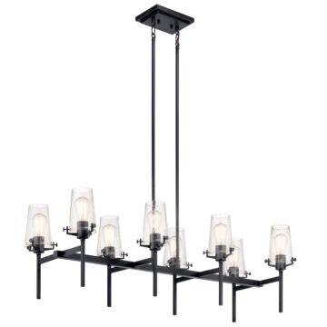 Alton Eight Light Linear Chandelier in Black by Kichler