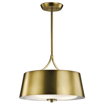 Maclain Three Light Pendant Semi Flush Mount in Natural Brass by Kichler