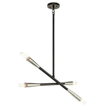 Branches Four Light Chandelier in Black by Kichler