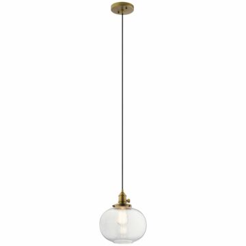 Avery One Light Mini Pendant in Natural Brass by Kichler