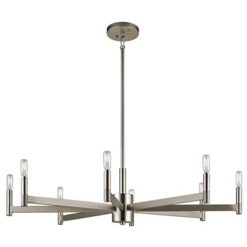 Erzo Eight Light Chandelier in Satin Nickel by Kichler