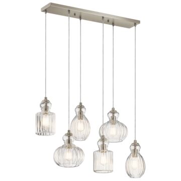 Riviera Six Light Linear Chandelier in Brushed Nickel by Kichler