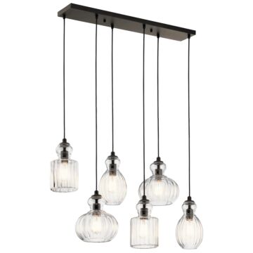 Riviera Six Light Linear Chandelier in Olde Bronze by Kichler