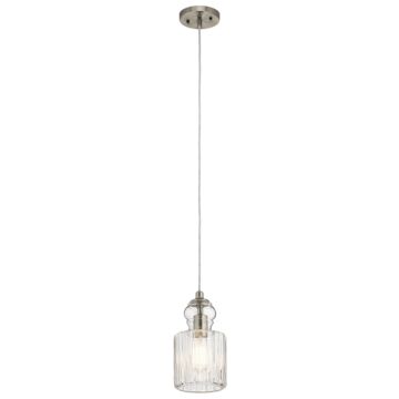 Kichler Riviera Mini Pendant 1 Light in Brushed Nickel