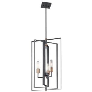 Taubert Three Light Foyer Pendant in Black by Kichler
