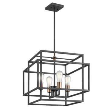 Taubert Four Light Pendant in Black by Kichler