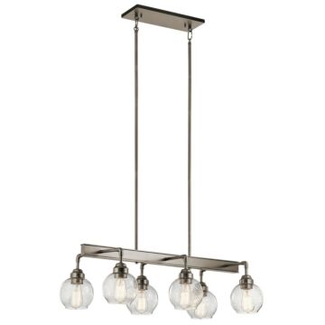 Niles Six Light Linear Chandelier in Antique Pewter by Kichler
