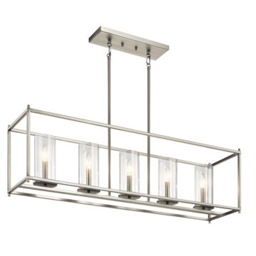 Crosby Five Light Linear Chandelier in Brushed Nickel by Kichler