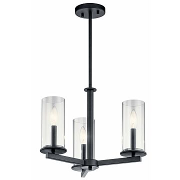 Crosby Three Light Chandelier Semi Flush Mount in Black by Kichler