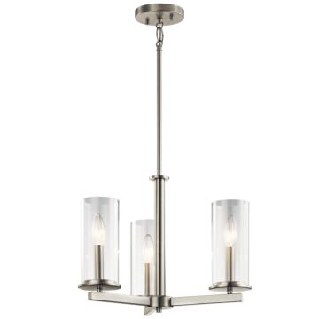 Crosby Three Light Chandelier Semi Flush Mount in Brushed Nickel by Kichler